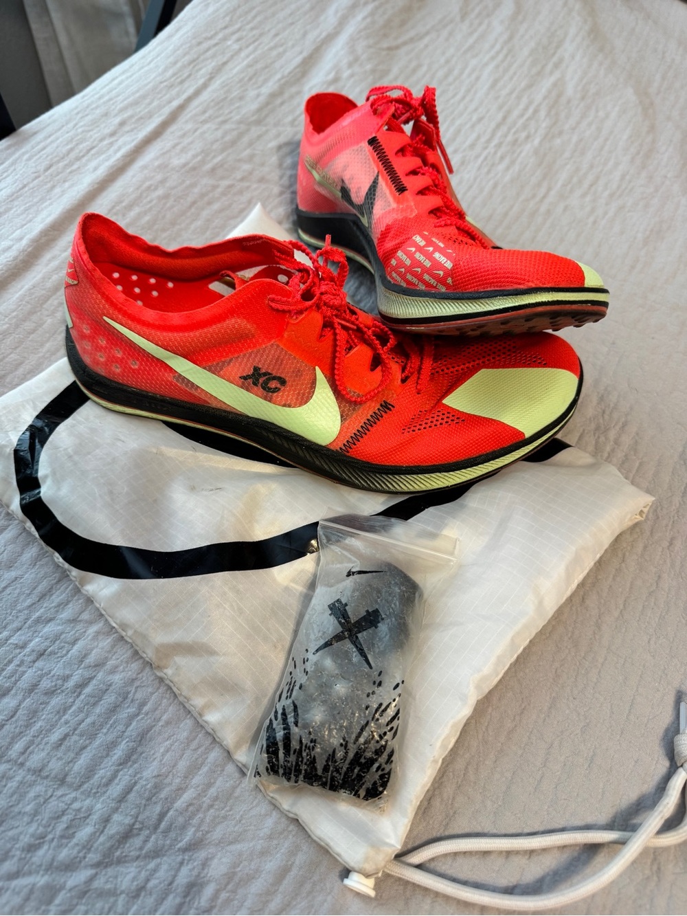Nike Red with Volt Cross Country Racing Spikes.